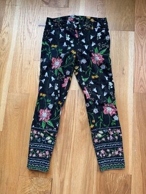 Old Navy Black Floral Skinny Pants